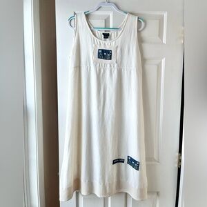 J Gee Midi Dress Swim Coverup Linen Cotton Blend Sleeveless Cream Tan Size L